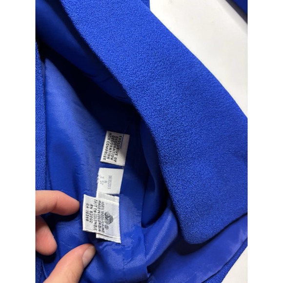 Liz Claiborne Suits Women's Sz 6? SEE 100% Wool Blue Embroidered Skirt Suit Set - Picture 10 of 16